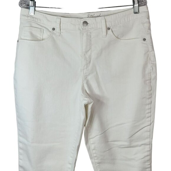 Universal Thread High Rise Jeans White SZ 12 Cuff Zip Button Pockets Skinny Crop - Picture 2 of 8